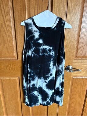 Lulu's Black & White Tie-Dye Mini Dress